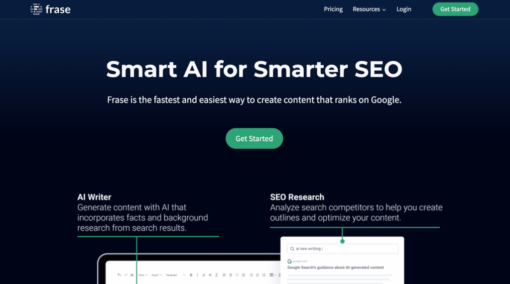 frase Best AI tools for writing human-like content